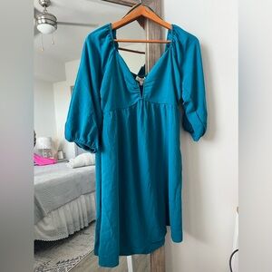 Blue Vneck Babydoll Dress